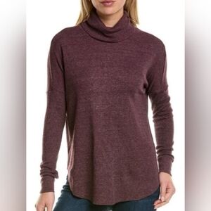 Michael Stars‎ Marcy Thermal Waffle Knit Tunic Top Sz Med Eggplant Purple
